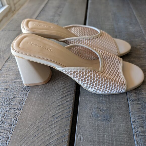 Open Edit Mesh Summer Block Heel Open Toe Sandals Size 6.5 NWOB - Picture 2 of 6